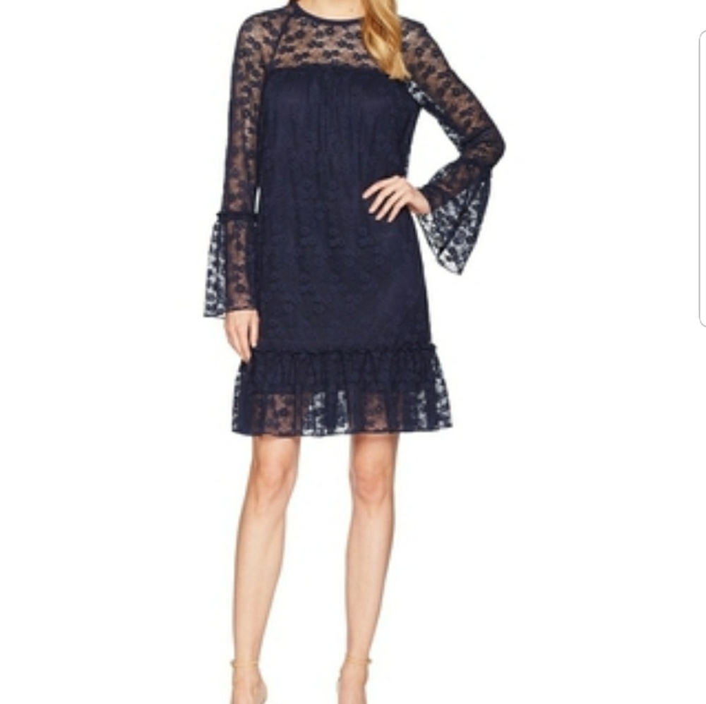 Stunning floral-lace fabrication dress